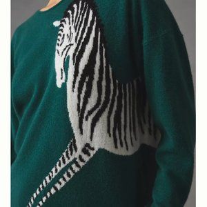 Anthro Cashmere Green Zebra Sweater
